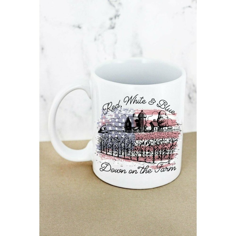Coffee Cup Down on the Farm Patriotic Ceramic